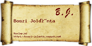 Boszi Jolánta névjegykártya
